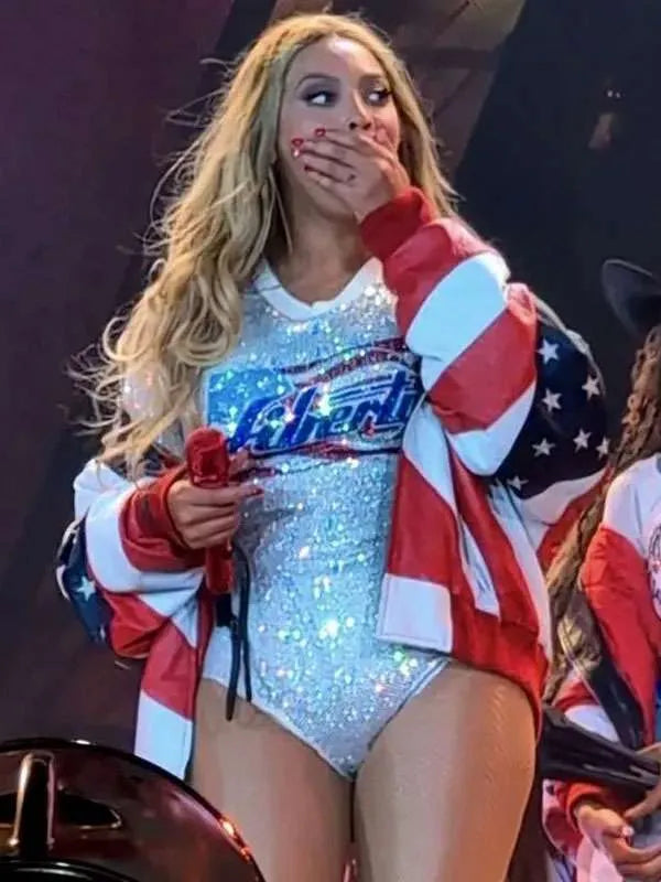 Beyonce United States Flag Leather Jacket Super Star Jacket