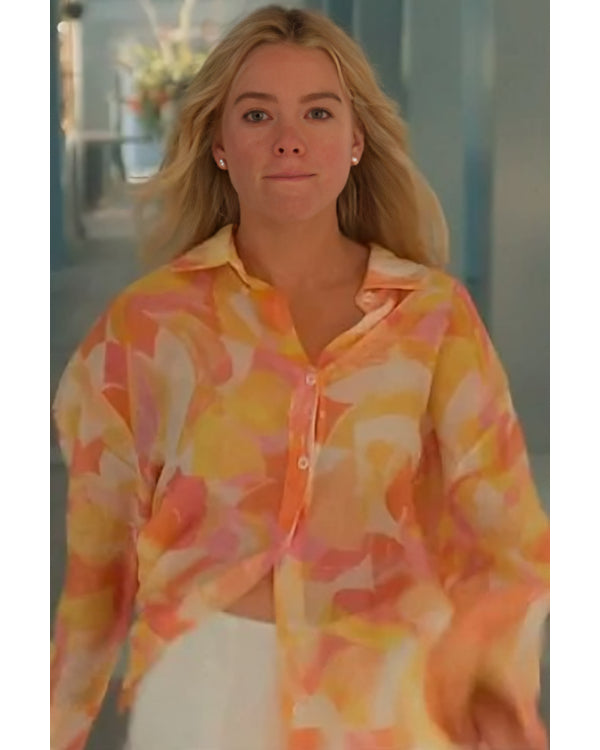 Sirens S01 Milly Alcock Orange Printed Shirt Super Star Jacket