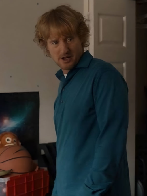 Stick Owen Wilson Blue Long Sleeve Polo Shirt Super Star Jacket