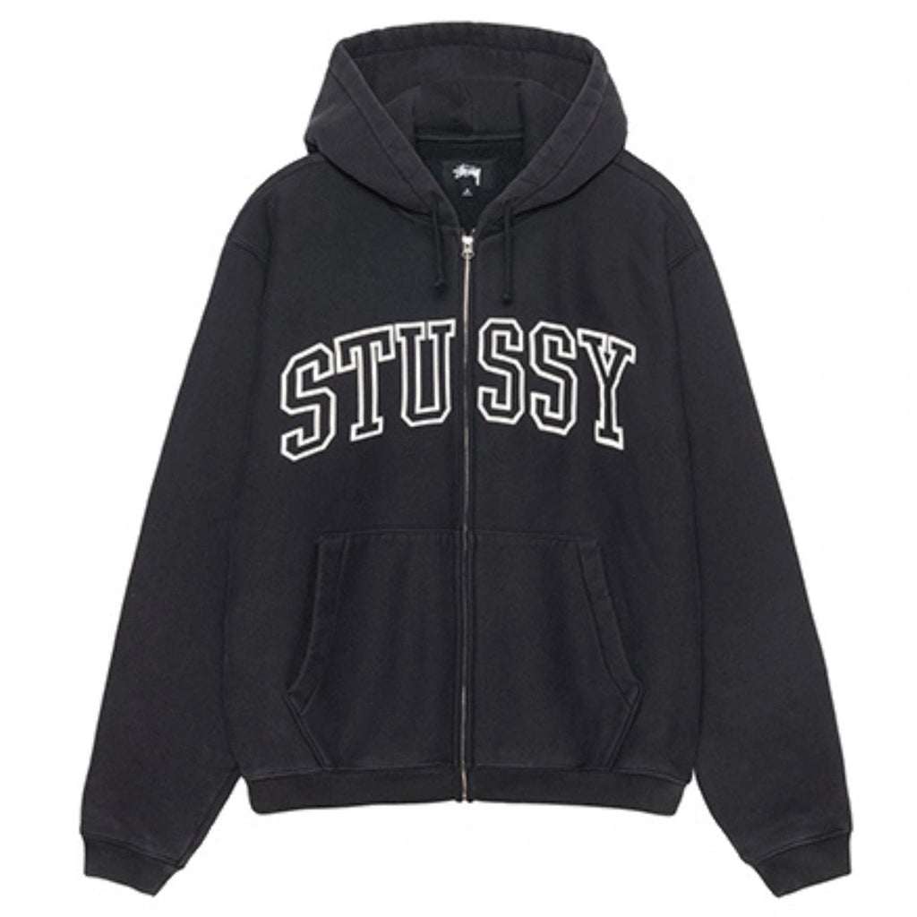 Stussy Unisex Outline Zip Hoodie Black Super Star Jacket