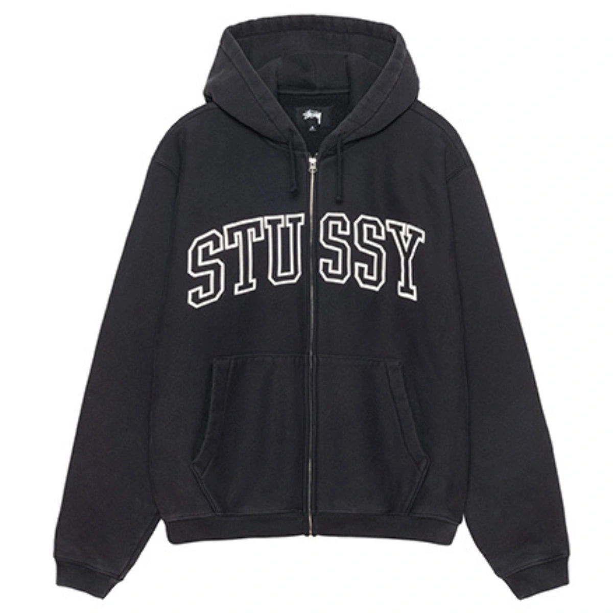 Stussy Unisex Outline Zip Hoodie Black Super Star Jacket