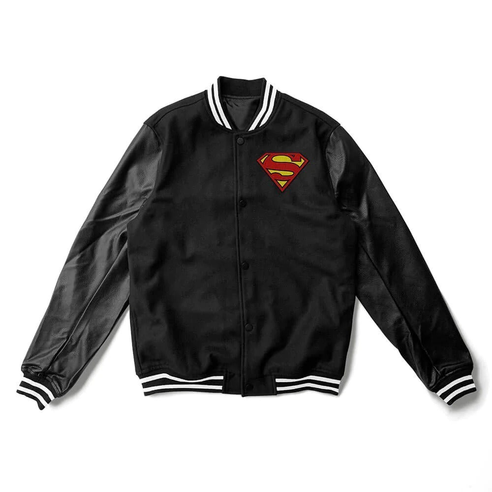 Superman Black Wool Varsity Jacket Super Star Jacket