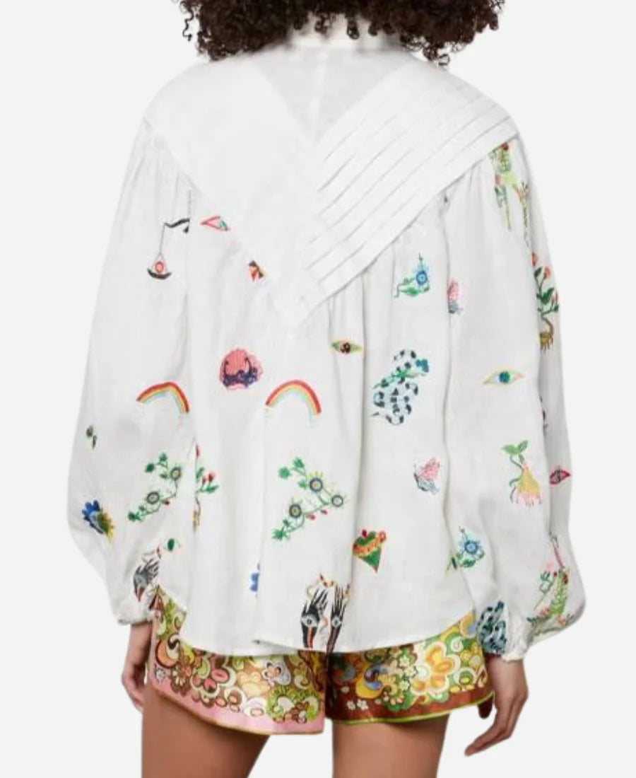 Gizelle Bryant Love Hotel S01 Bryant White Printed Blouse Super Star Jacket