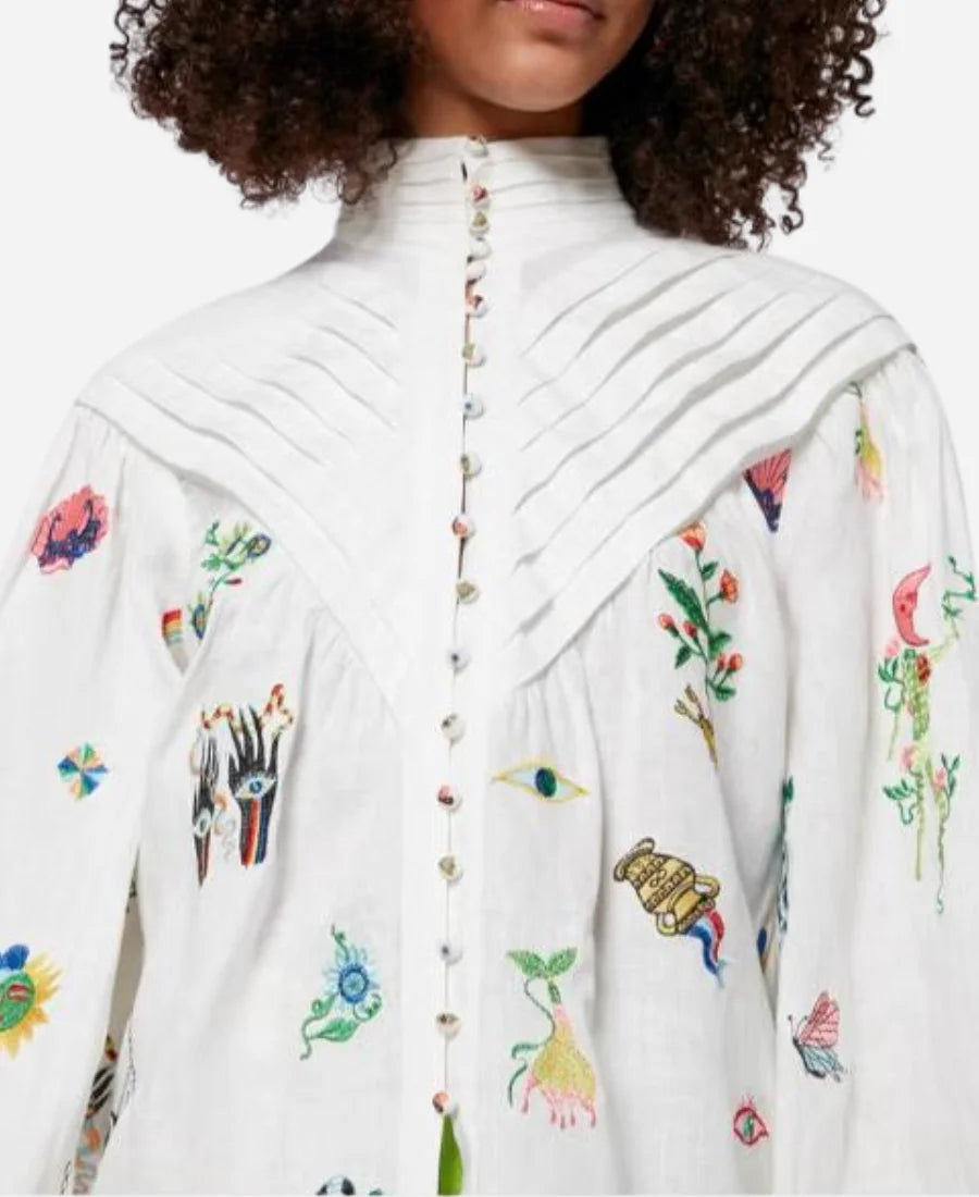 Gizelle Bryant Love Hotel S01 Bryant White Printed Blouse Super Star Jacket