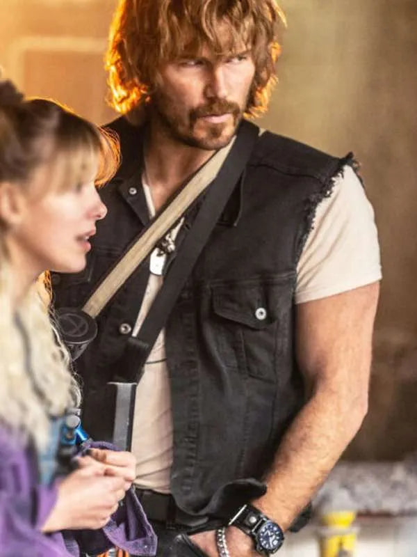 Chris Pratt The Electric State Black Vest Super Star Jacket