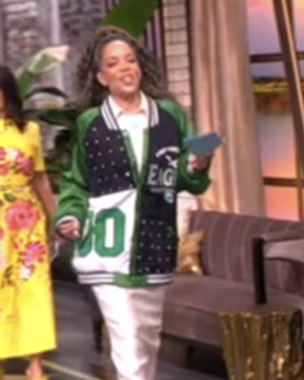 The View 2025 Sunny Hostin Eagles Embellished Varsity Jacket Super Star Jacket