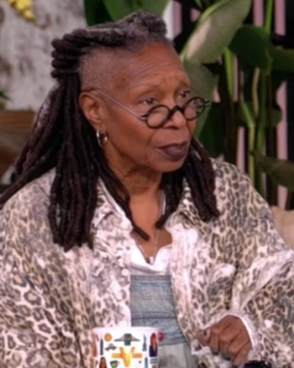 The View Whoopi Goldberg Leopard Print Distressed Shirt Super Star Jacket