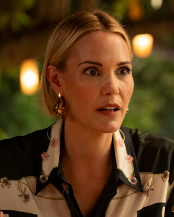 The White Lotus S03 Leslie Bibb Printed Silk-Twill Shirt Super Star Jacket