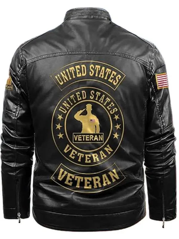 US Army Veteran Black Leather Jacket Super Star Jacket