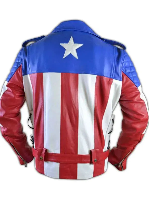 US Flag Vintage Biker Leather Jacket Super Star Jacket