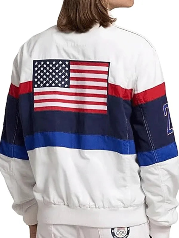 USA Flagbearer White Cotton Jacket Super Star Jacket