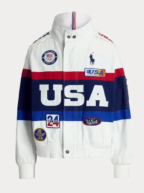 USA Flagbearer White Cotton Jacket Super Star Jacket