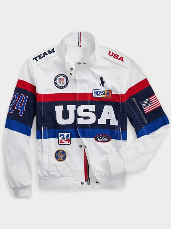 USA Flagbearer White Cotton Jacket Super Star Jacket