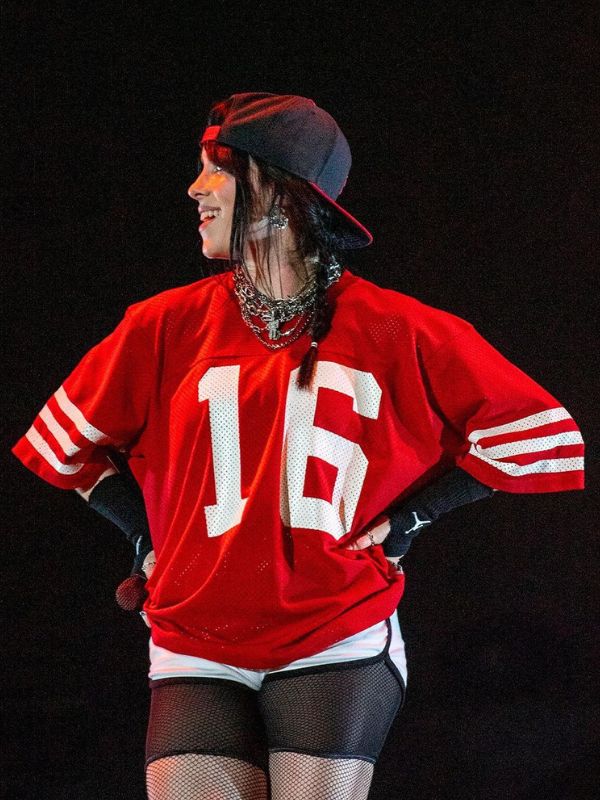 Billie Eilish Red Jersey Super Star Jacket