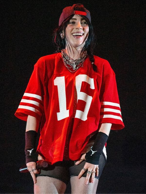 Billie Eilish Red Jersey Super Star Jacket