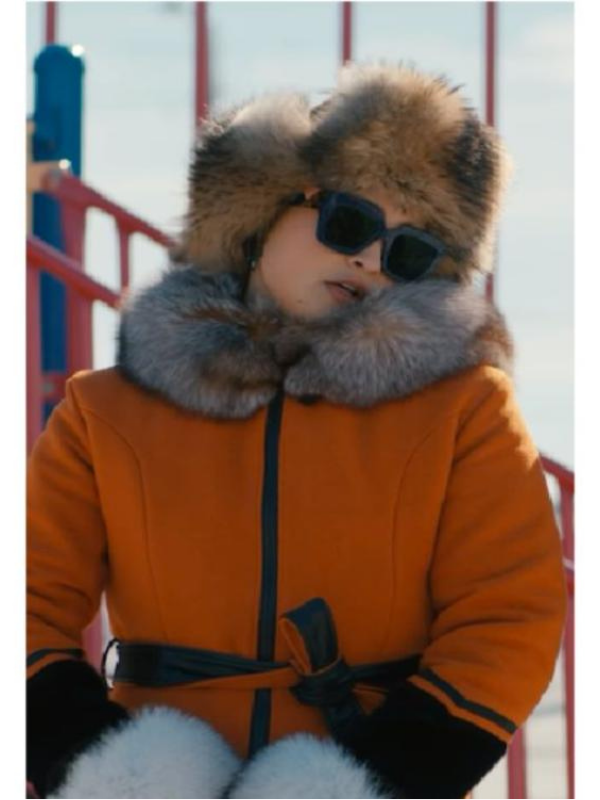 North Of North 2025 Anna Lambe Fur Collar Orange Coat Super Star Jacket