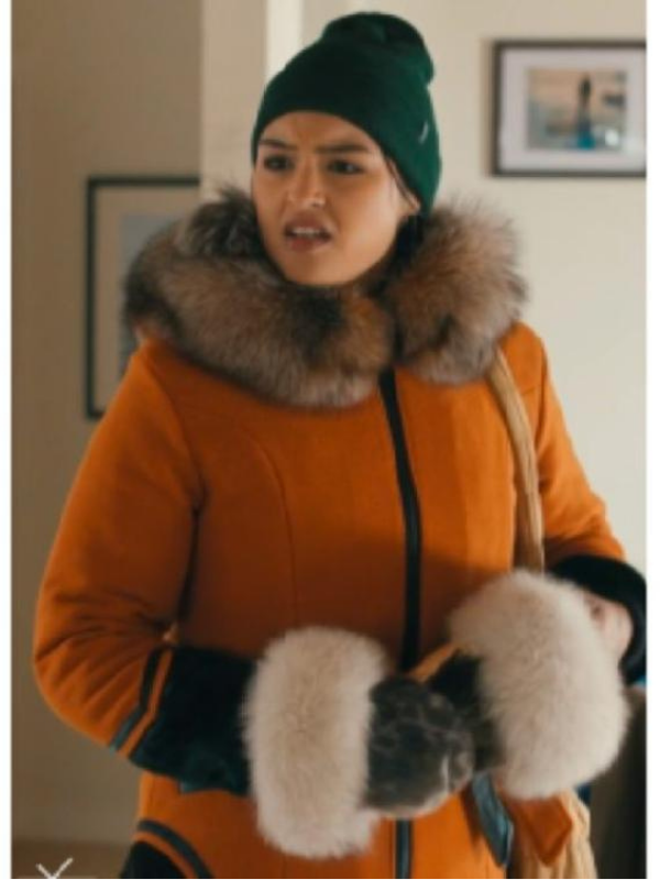 North Of North 2025 Anna Lambe Fur Collar Orange Coat Super Star Jacket