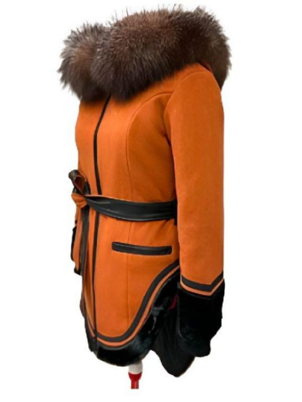 North Of North 2025 Anna Lambe Fur Collar Orange Coat Super Star Jacket