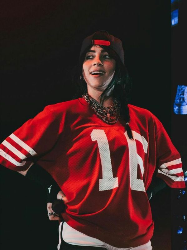 Billie Eilish Red Jersey Super Star Jacket