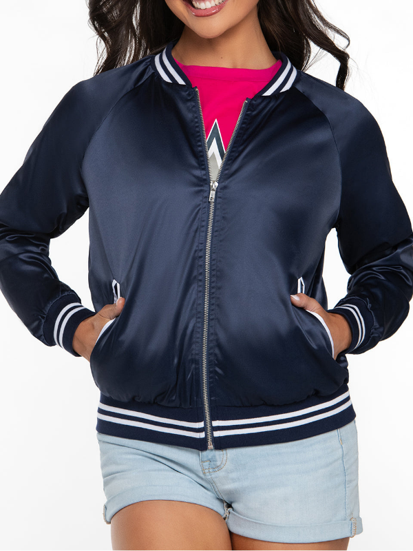 DCC Satin Bomber Jacket in Navy Super Star Jacket