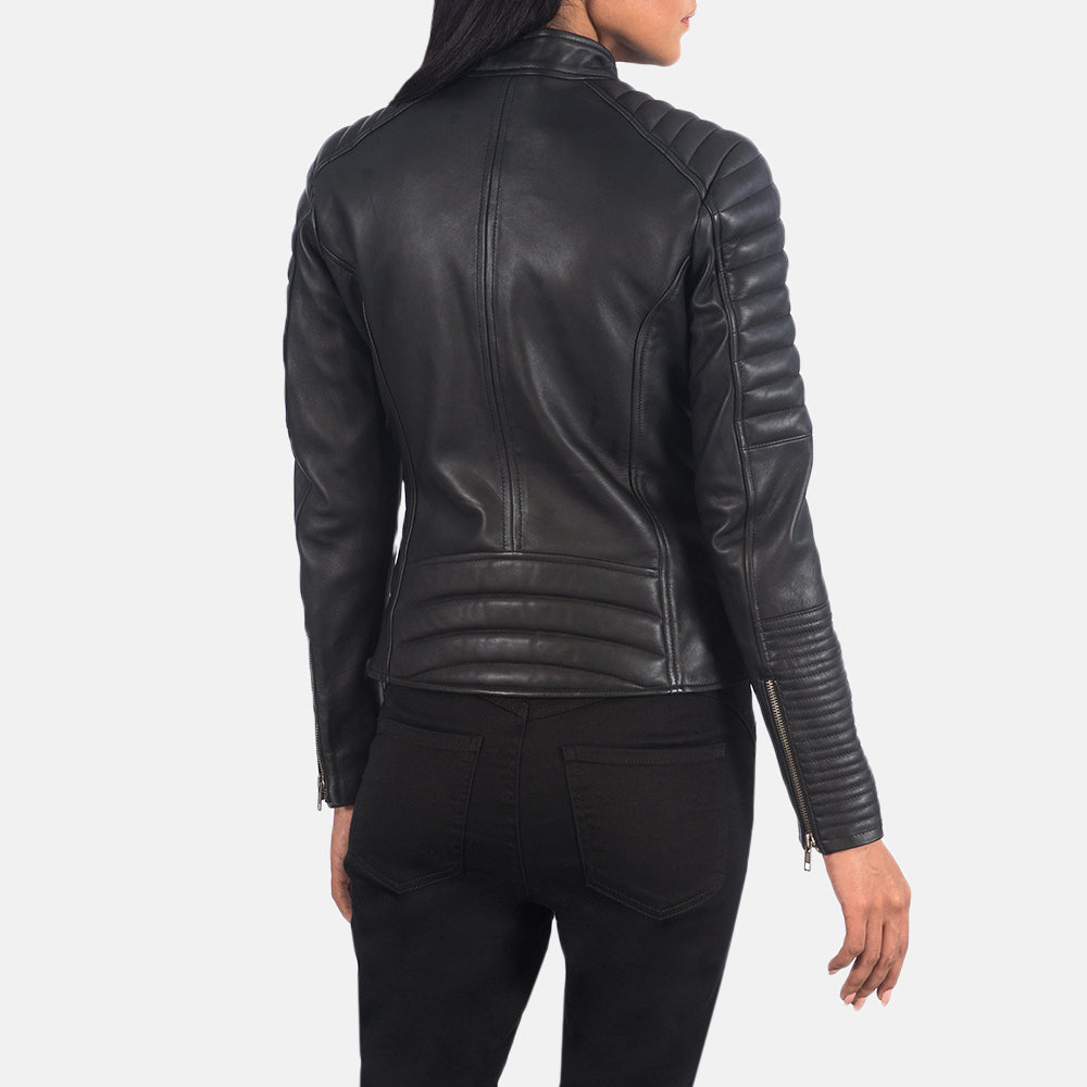 Adalyn Quilted Black Leather Biker Jacket Super Star Jacket