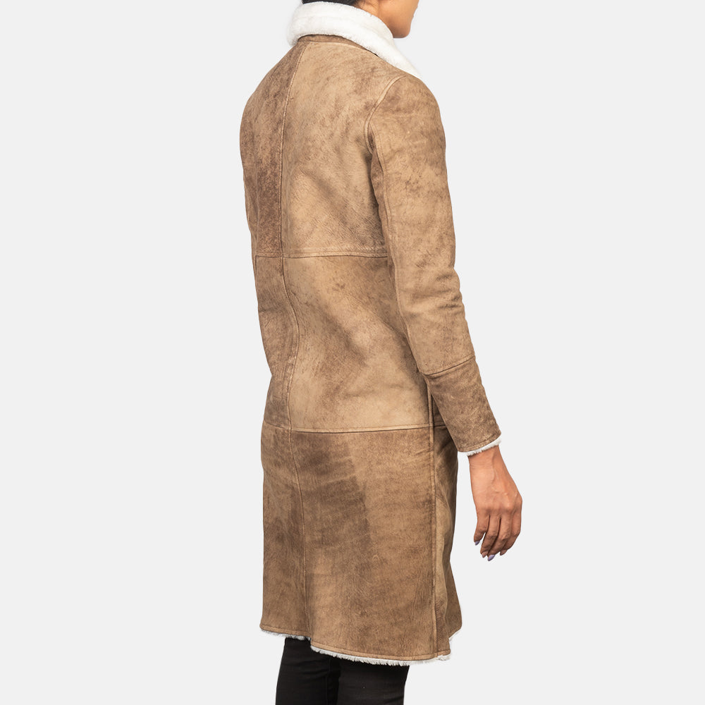 Alina Shearling Brown Leather Coat Super Star Jacket