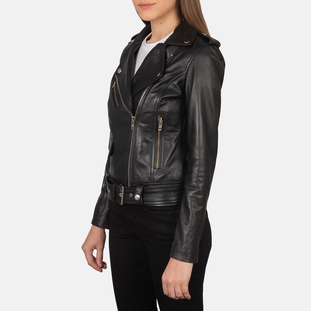 Alison Black Leather Biker Jacket Super Star Jacket