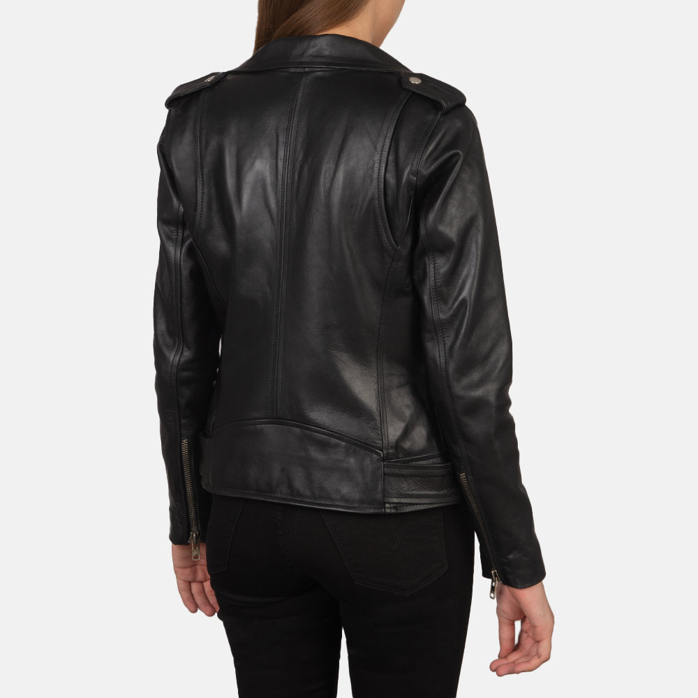 Alison Black Leather Biker Jacket Super Star Jacket