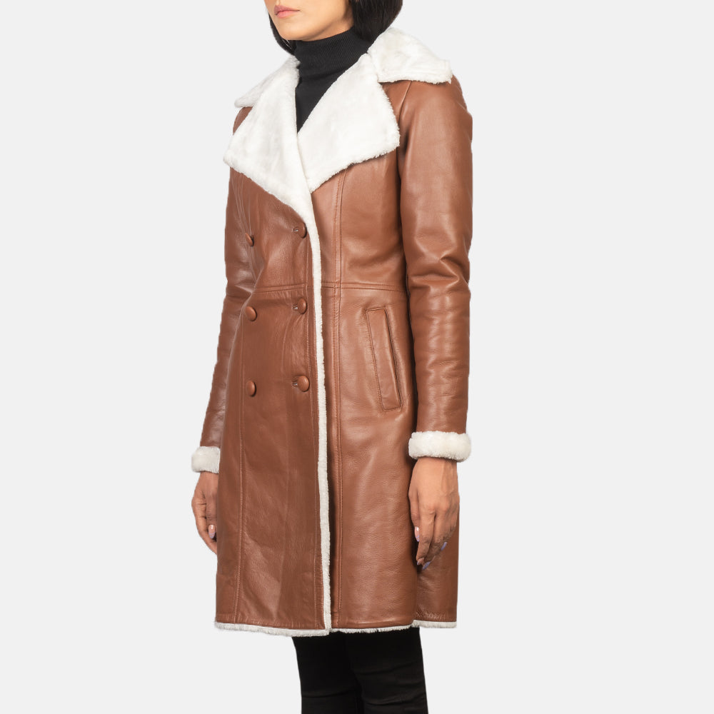Amie Brown Double Breasted Shearling Coat Super Star Jacket