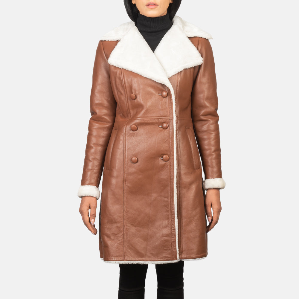 Amie Brown Double Breasted Shearling Coat Super Star Jacket
