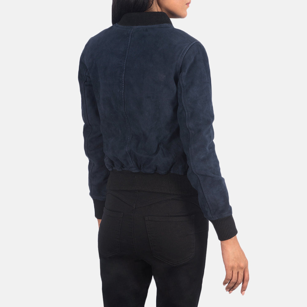 Ava Ma-1 Blue Suede Bomber Jacket Super Star Jacket