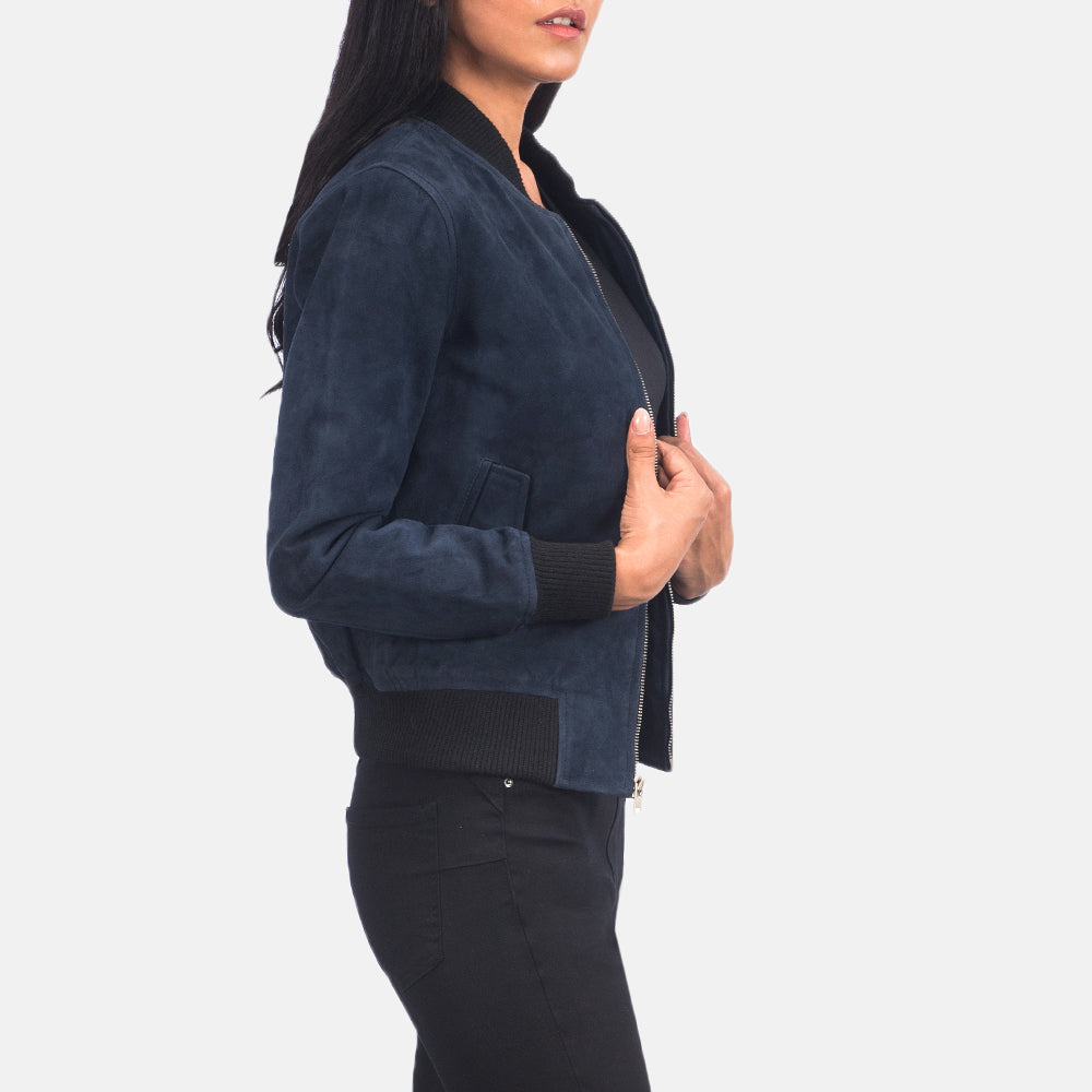 Ava Ma-1 Blue Suede Bomber Jacket Super Star Jacket