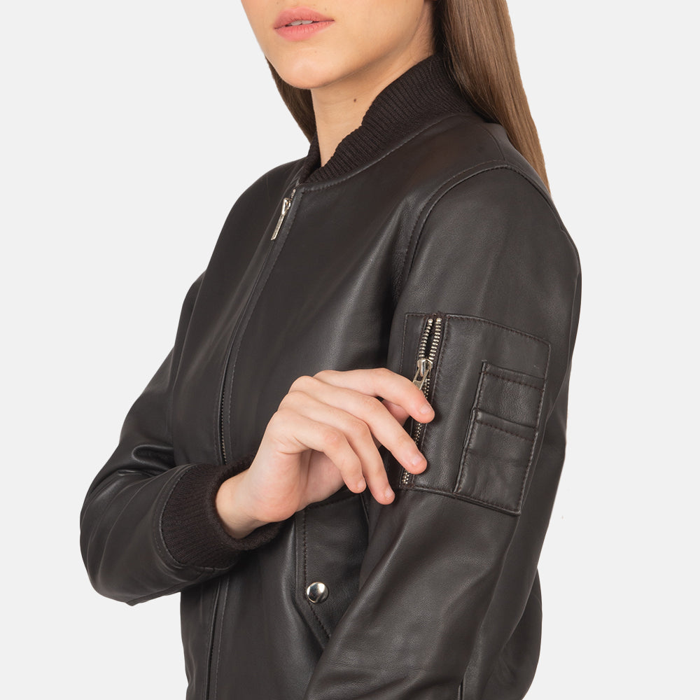 Ava Ma-1 Brown Leather Bomber Jacket Super Star Jacket