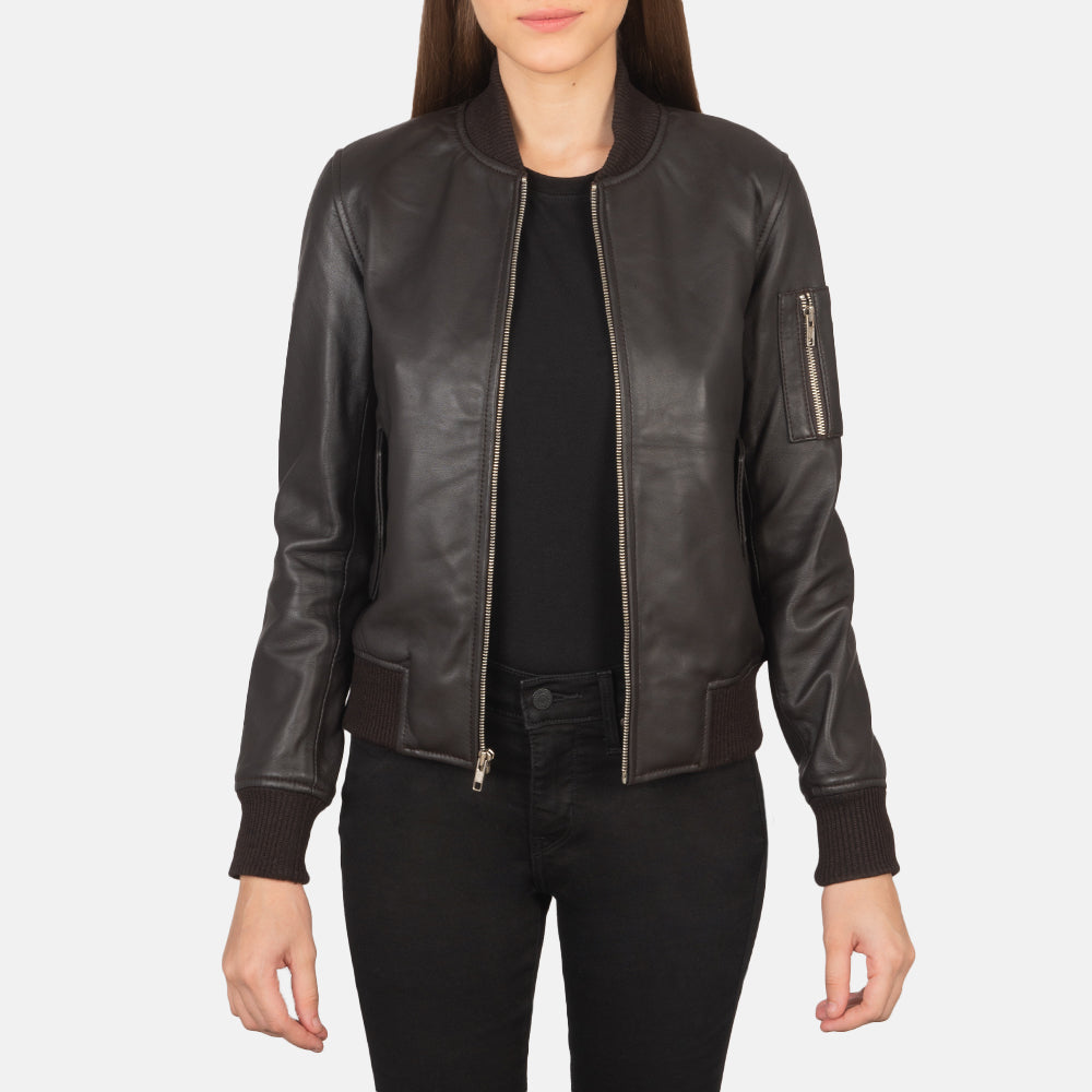 Ava Ma-1 Brown Leather Bomber Jacket Super Star Jacket