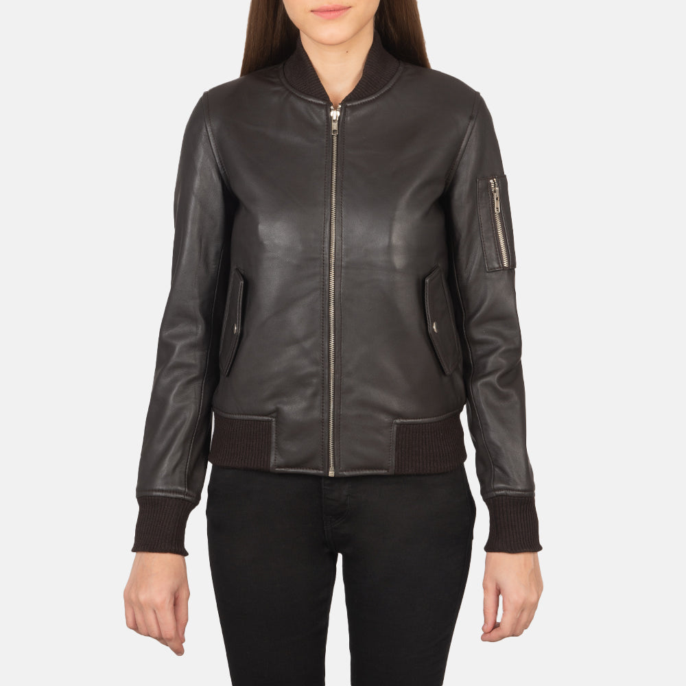Ava Ma-1 Brown Leather Bomber Jacket Super Star Jacket