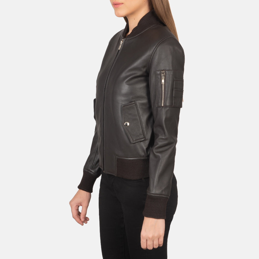 Ava Ma-1 Brown Leather Bomber Jacket Super Star Jacket