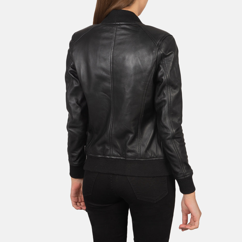 Bliss Black Leather Bomber Jacket Super Star Jacket