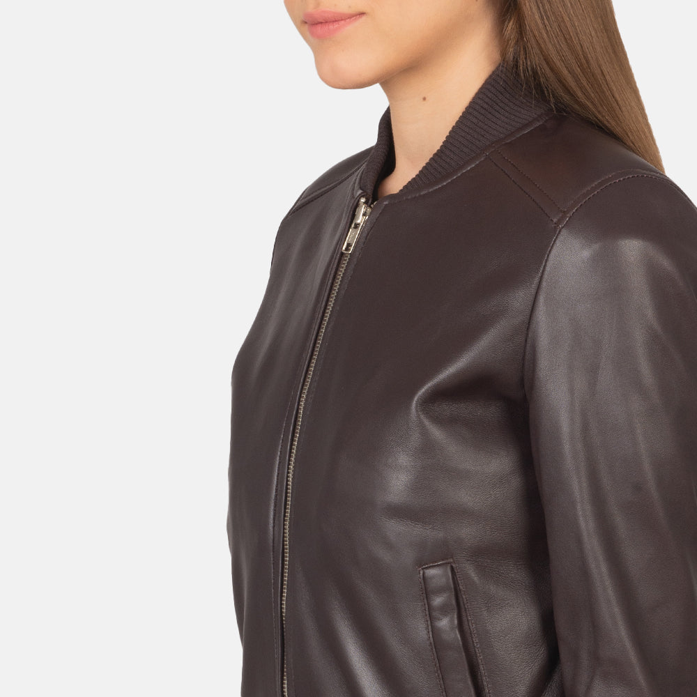 Bliss Maroon Leather Bomber Jacket Super Star Jacket