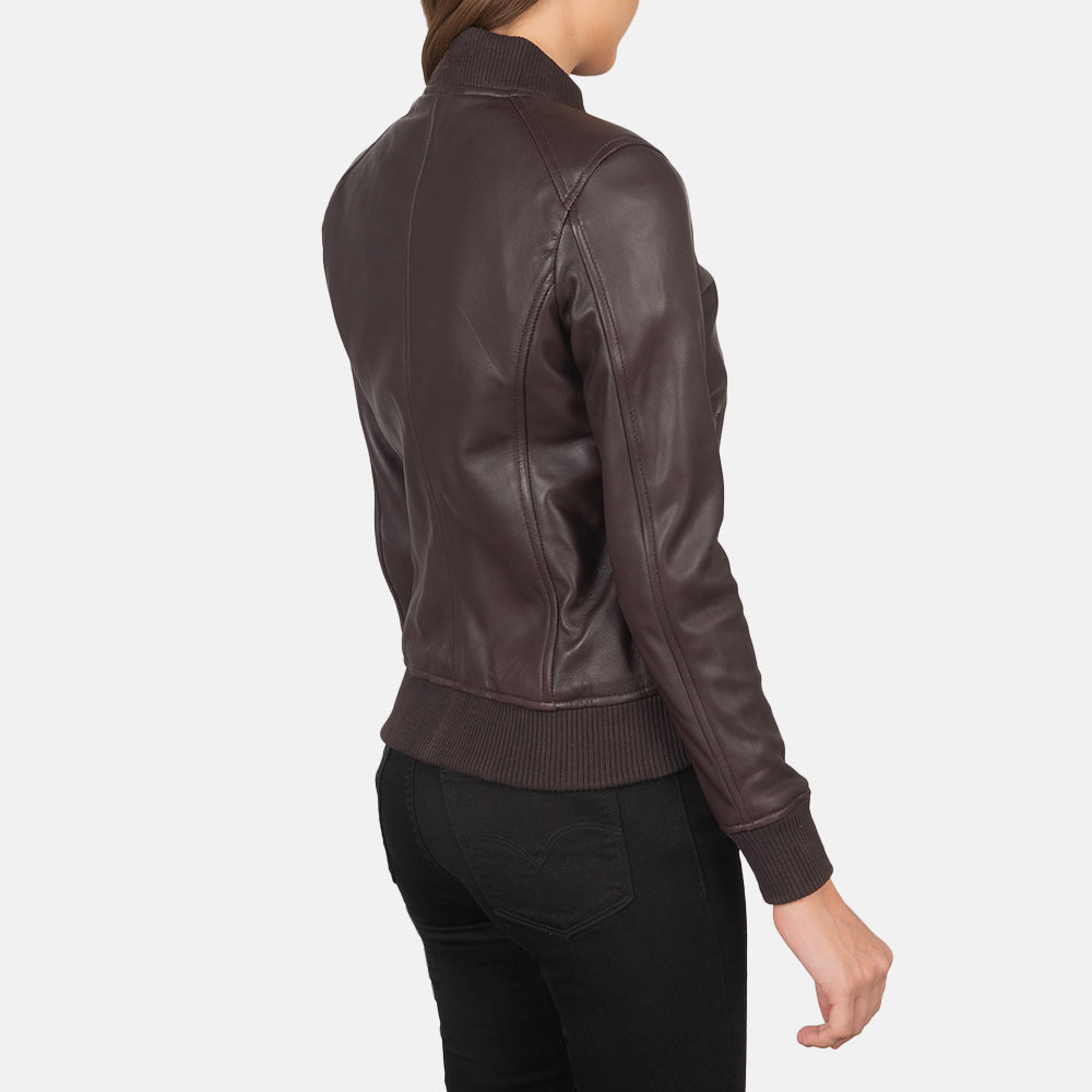 Bliss Maroon Leather Bomber Jacket Super Star Jacket