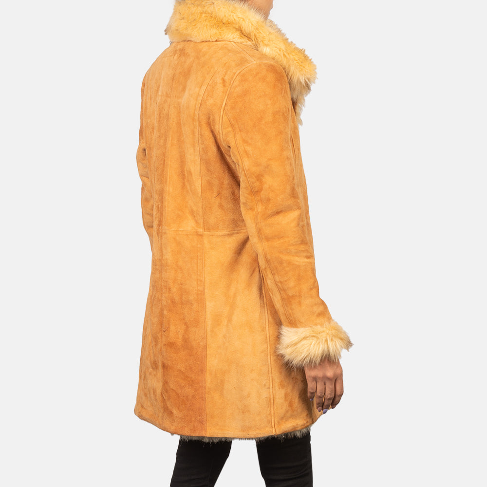 Erica Shearling Beige Leather Coat Super Star Jacket