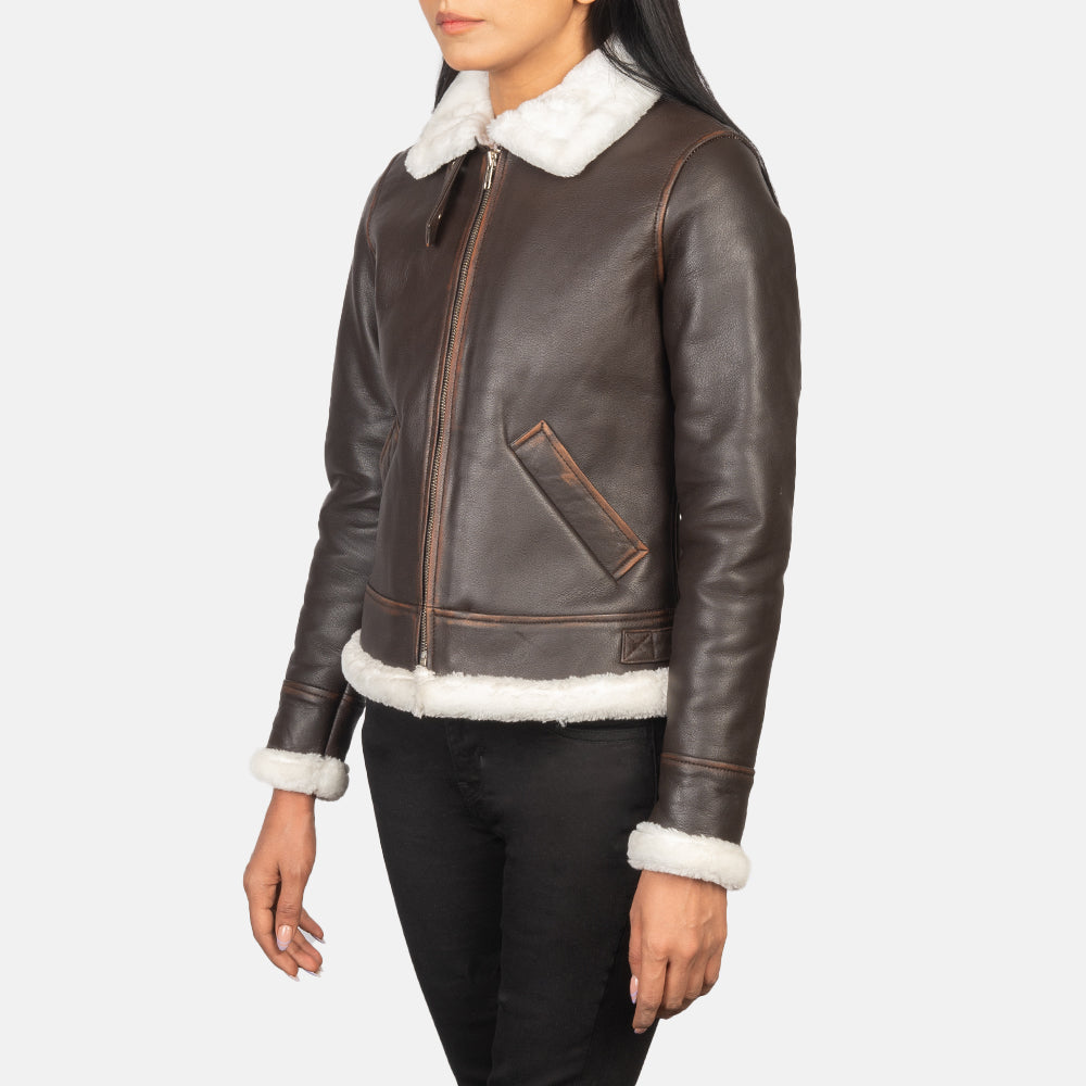 Sherilyn B-3 Brown Leather Bomber Jacket Super Star Jacket