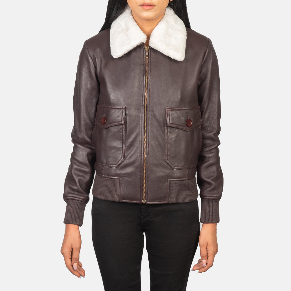 Stella G-1 Maroon Leather Bomber Jacket Super Star Jacket