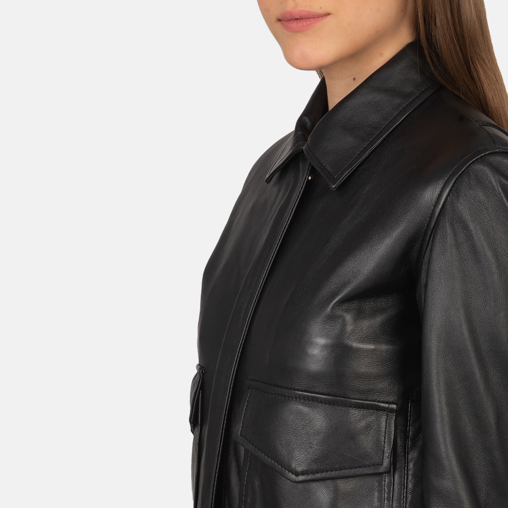 Westa A-2 Black Leather Bomber Jacket Super Star Jacket