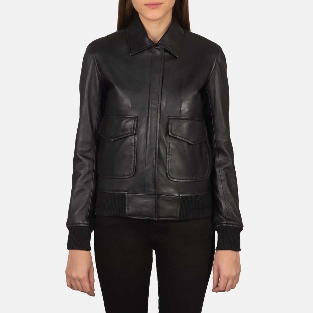 Westa A-2 Black Leather Bomber Jacket Super Star Jacket