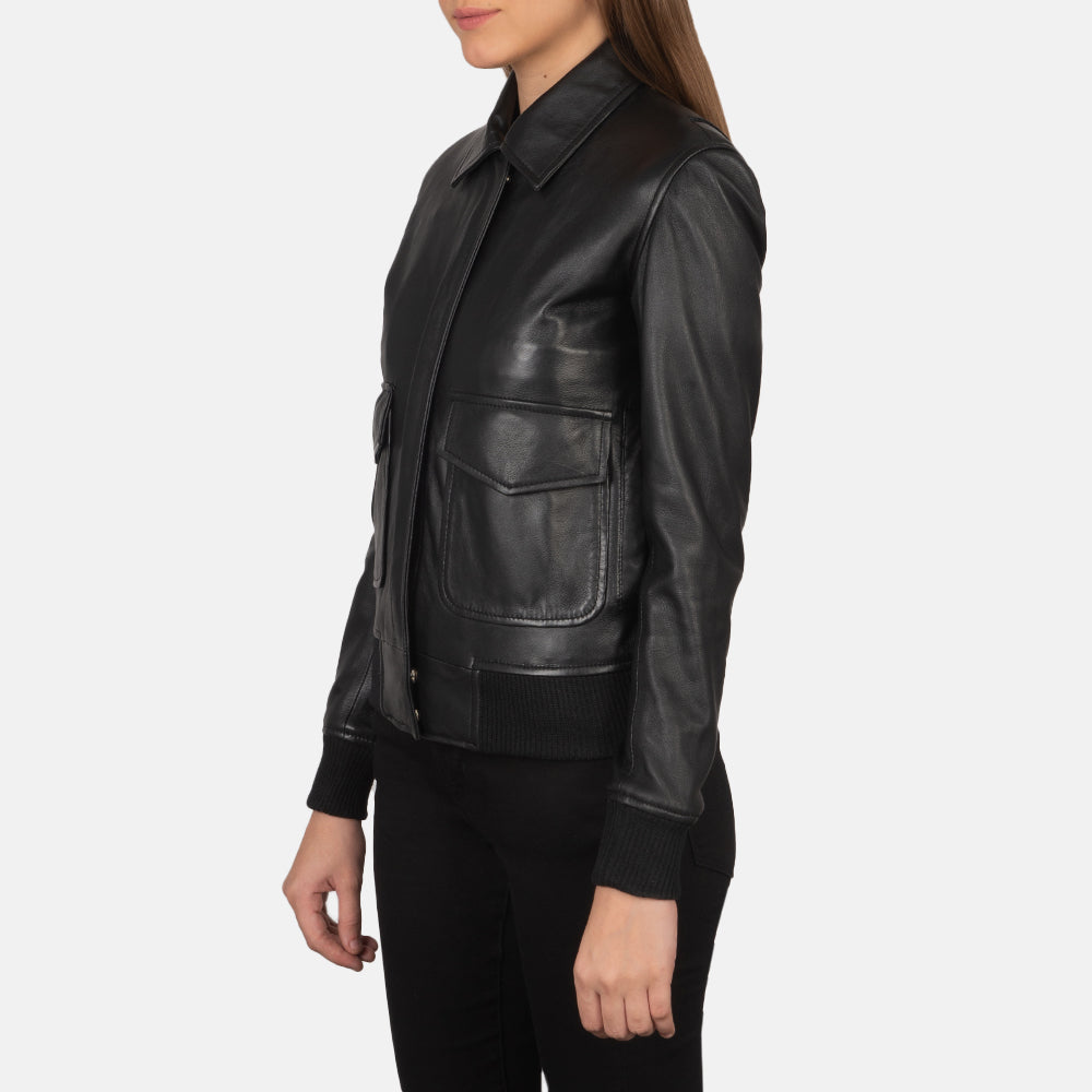 Westa A-2 Black Leather Bomber Jacket Super Star Jacket
