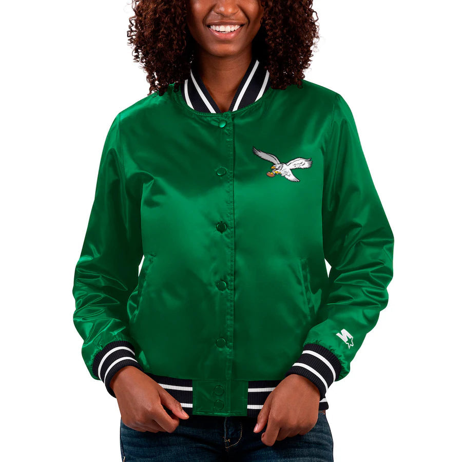 Women’s Starter Kelly Green Philadelphia Eagles Varsity Jacket Super Star Jacket