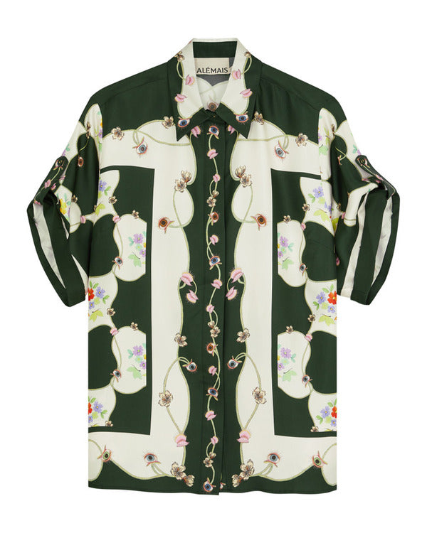 The White Lotus S03 Leslie Bibb Printed Silk-Twill Shirt Super Star Jacket
