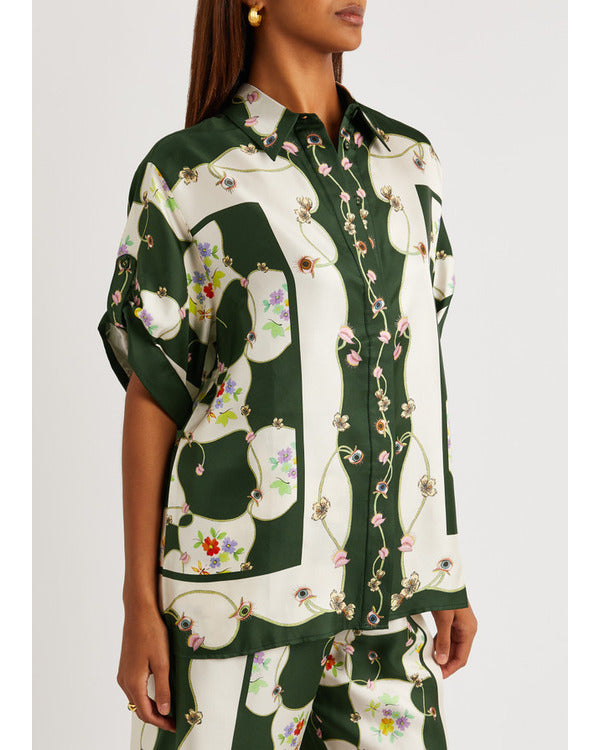 The White Lotus S03 Leslie Bibb Printed Silk-Twill Shirt Super Star Jacket