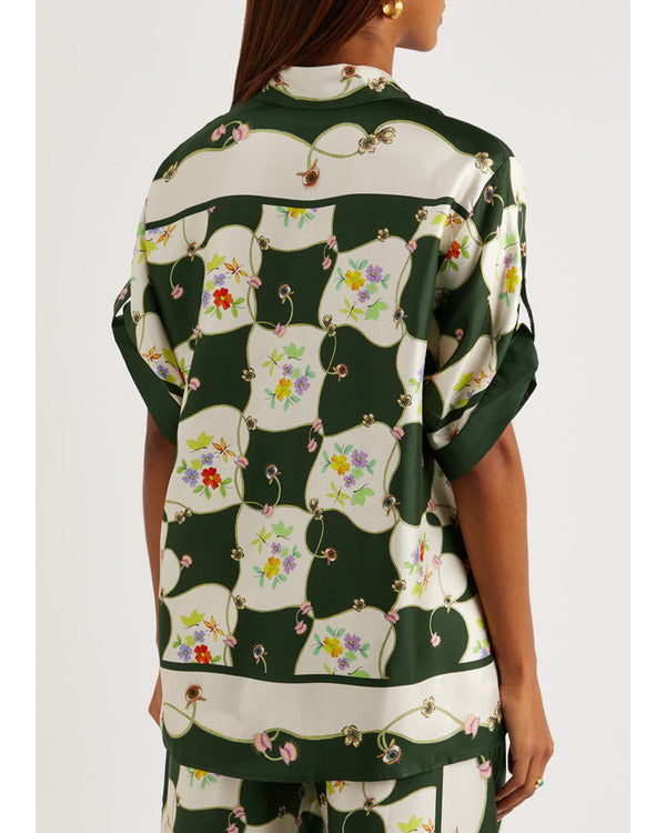 The White Lotus S03 Leslie Bibb Printed Silk-Twill Shirt Super Star Jacket