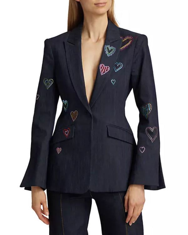 The Today Show 2024 Savannah Guthrie Heart Denim Blazer Super Star Jacket